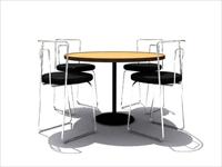 现代公装设施3DMAX模型之餐桌椅004