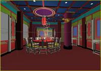 古典风格高级餐厅大包房室内装饰效果3DMAX模型