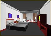 商务酒店标间装饰方案3DMAX模型